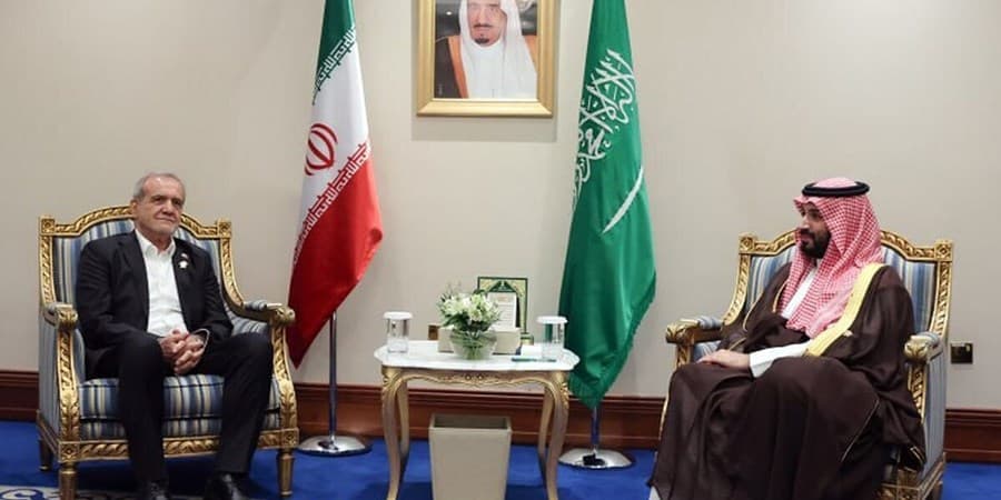 دیدار ولیعهد عربستان با رئیس جمهور ایران در دوحه